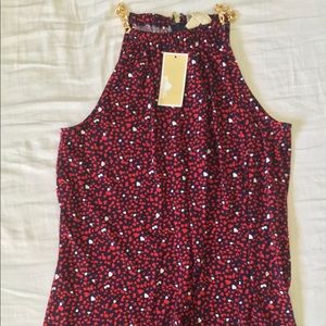 NWT Michael Kors scarlet hearts golden chain halter top